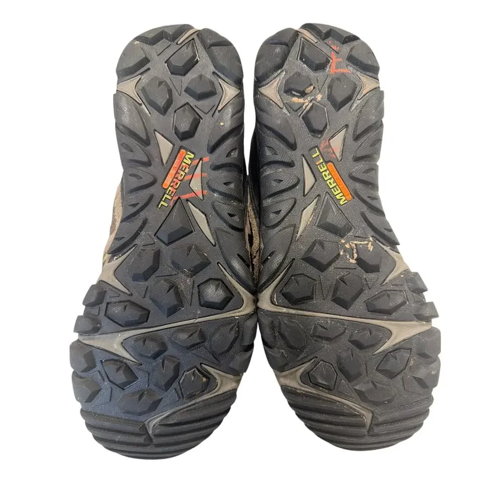 Merrell Men's 10.5 Outmost Mid Vent hiking boots gray green black suede Vibram